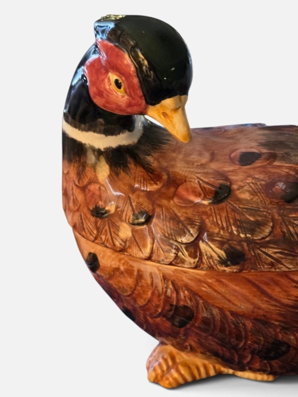 Fitz and Floyd Pheasant Figural Sauce Boat with Lid, Ladle, Underplate EUC - Picture 10 of 13
